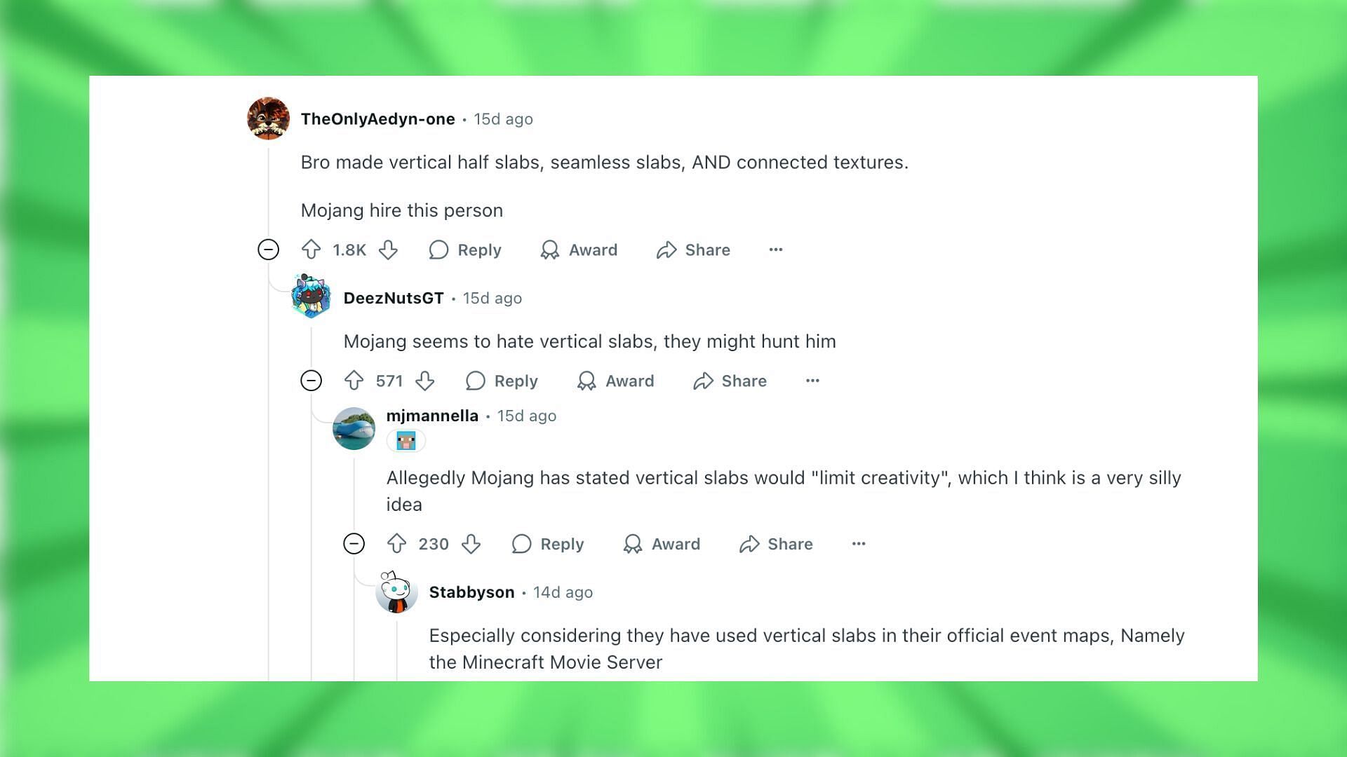 Redditors react to the glass slab mod in the game (Image via Reddit)